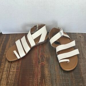 Franco Sarto Galya White Leather Gladiator Sandals Womens Size 9M Strappy Flat